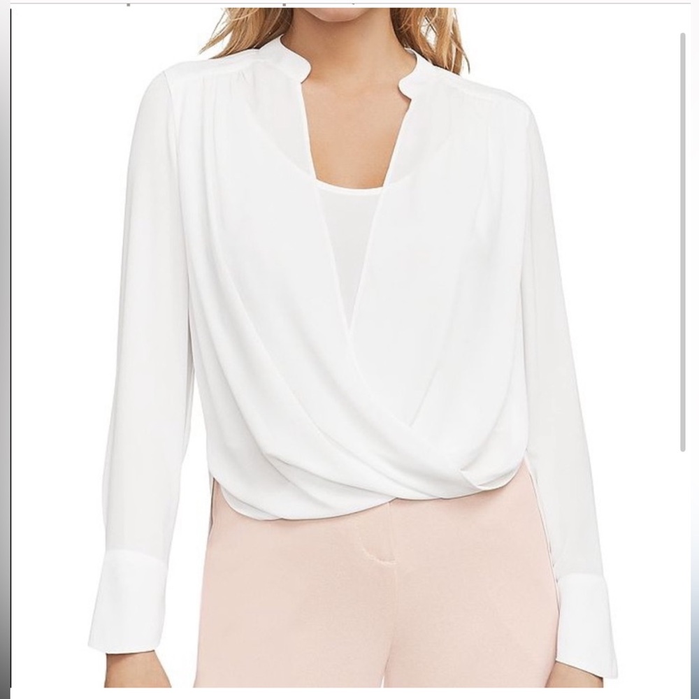 BCBGMaxAzria JAKLYN crossover white Blouse SZ S